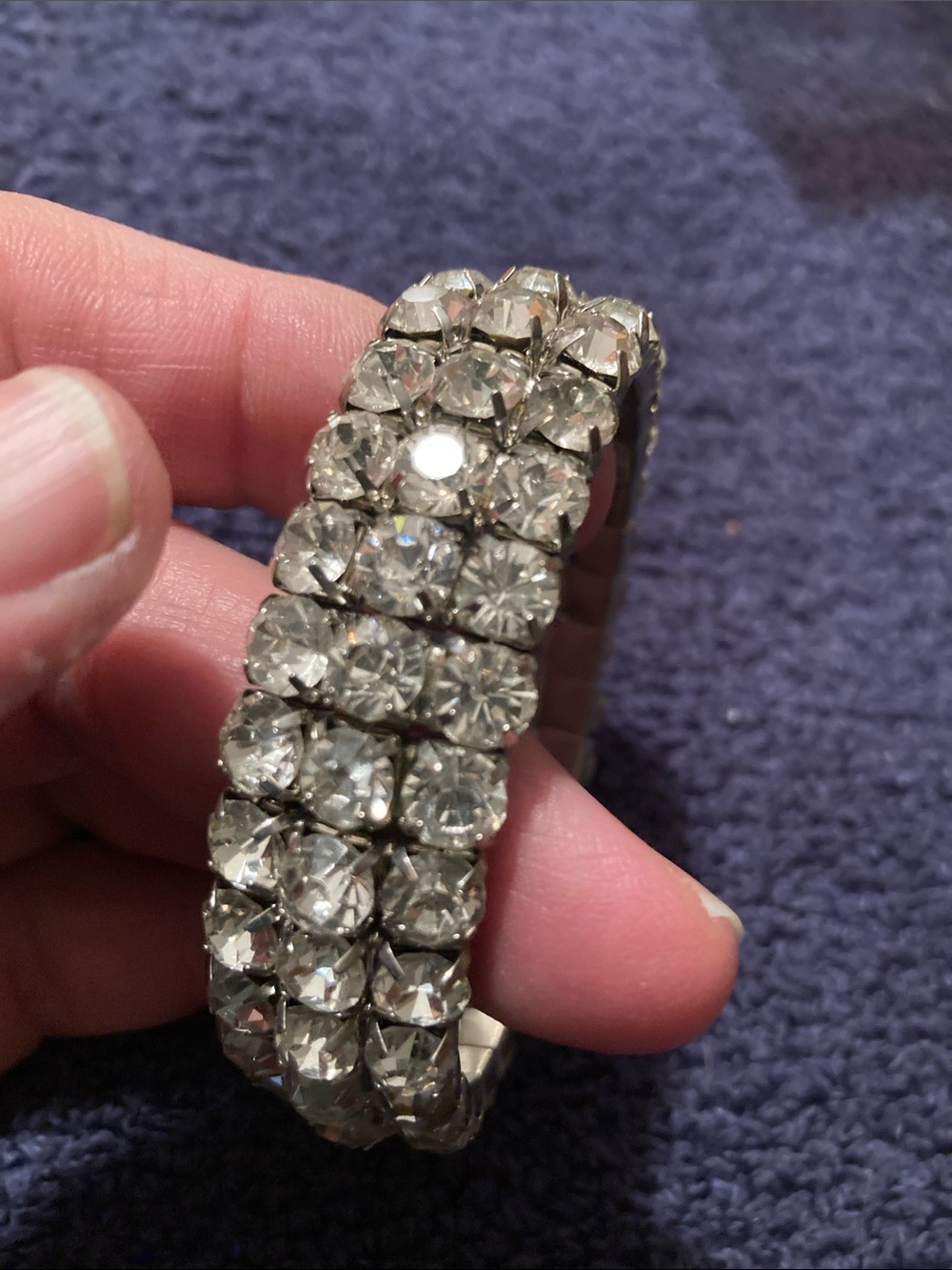 Clear Crystal Stretch Bracelet - Sparkling Silver Tone
